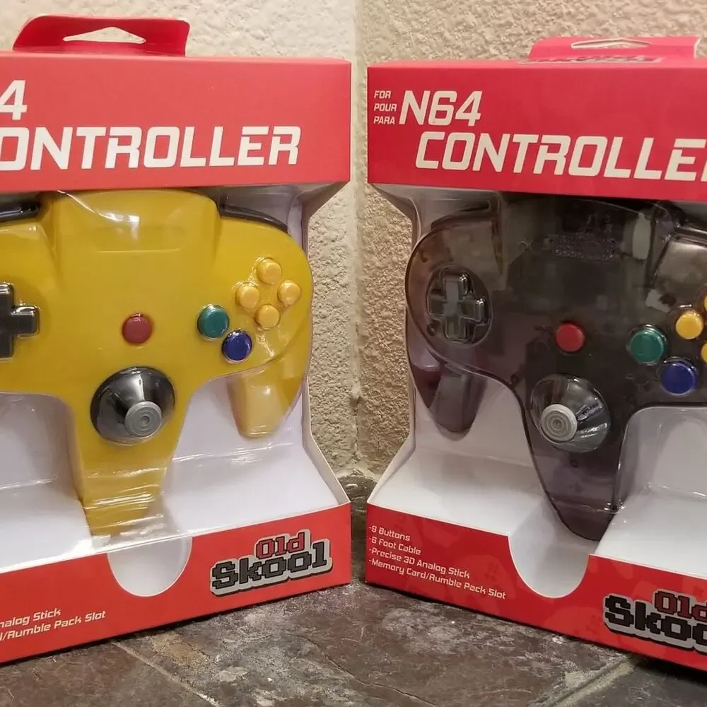 2 N64 Controllers - Atomic Purple & Yellow (NEW) - Nintendo64 - Old Skool